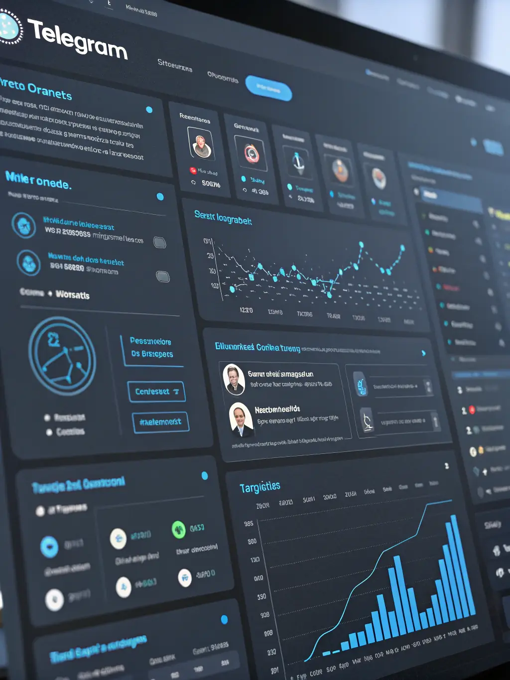 A visual representation of a Telegram bot analyzing market trends and providing investment recommendations.